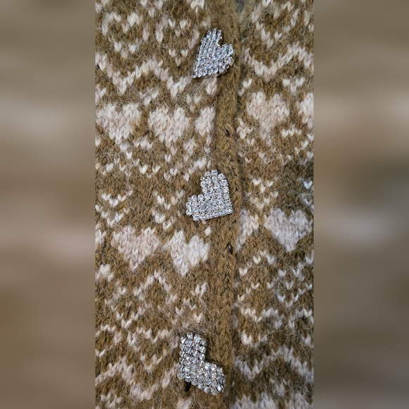 Zara Jeweled Heart Button Jacquard Style Vest - Picture 2 of 10